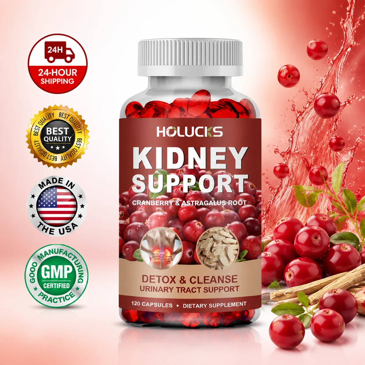 Health Wellness And - Natürliche Nierenreinigungskapseln mit Cranberry und Schachtelhalm-Pulver,