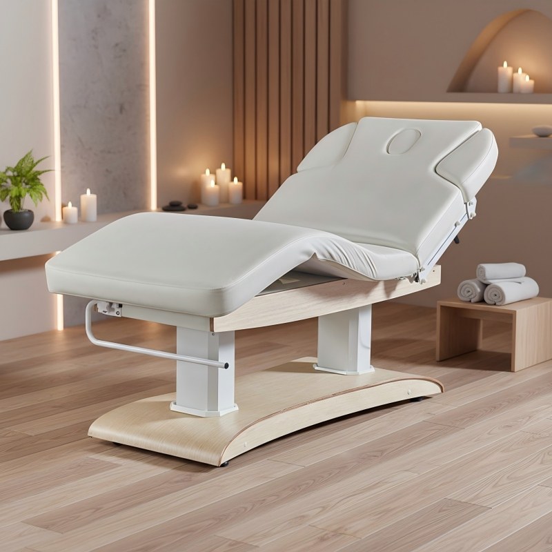 Health Within Wellness Center - Maßgefertigte Massageliege mit Holzmaserung Elektrischer Spa-Wellness-Tisch